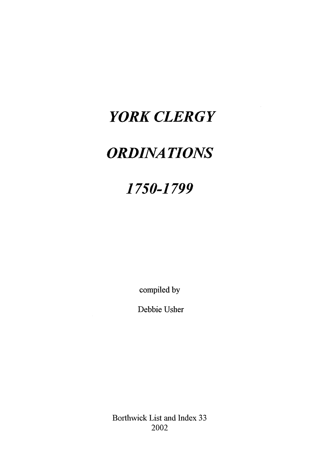 York Clergy Ordinations 1750-1799 123