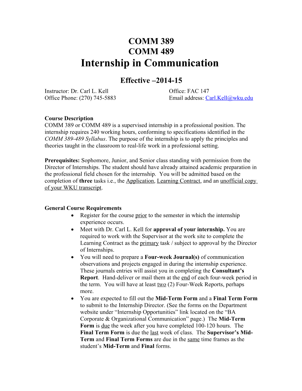 Internship in Communication