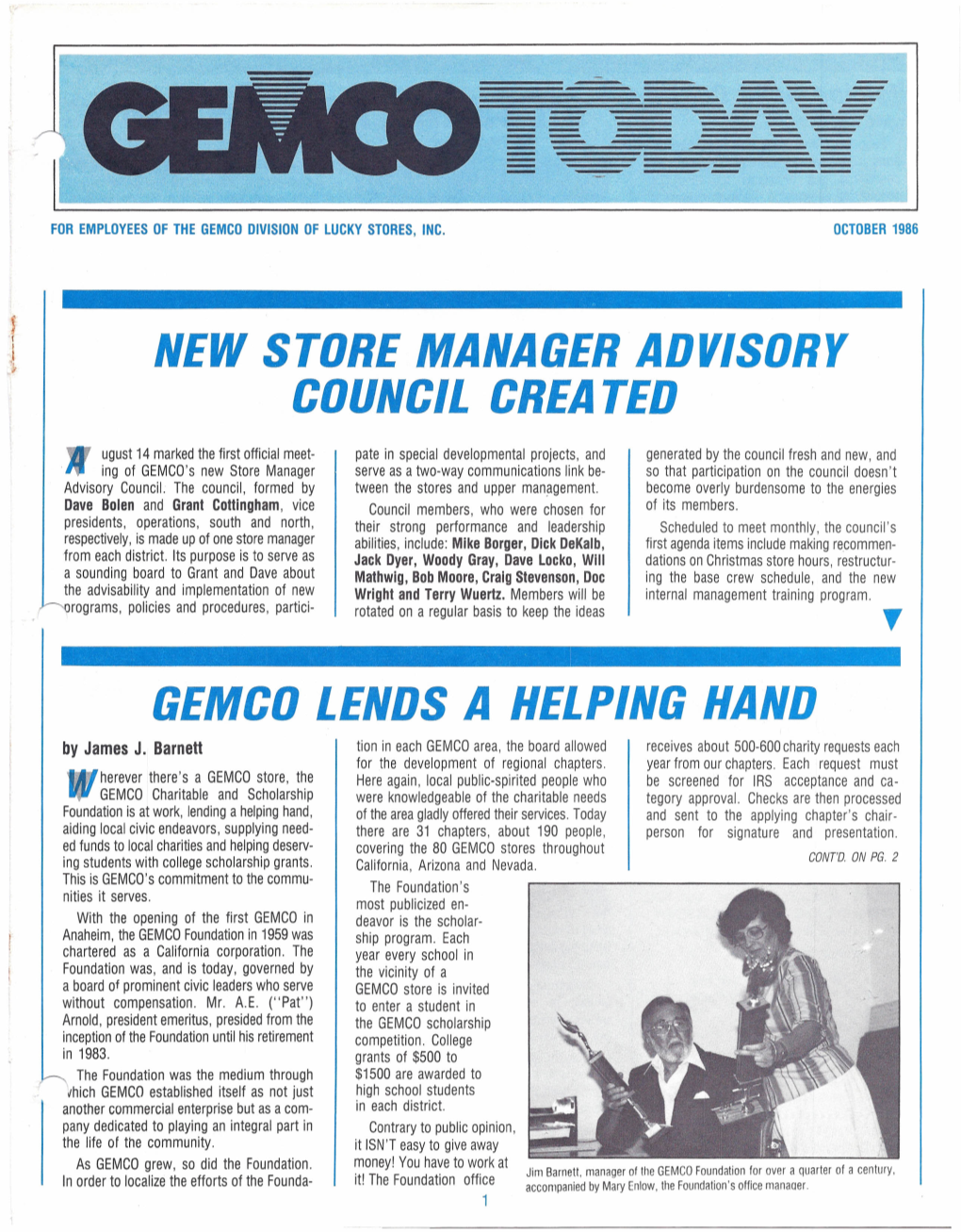 New Store Manager Advisory Council Created Gemco Lends a Helping Hand