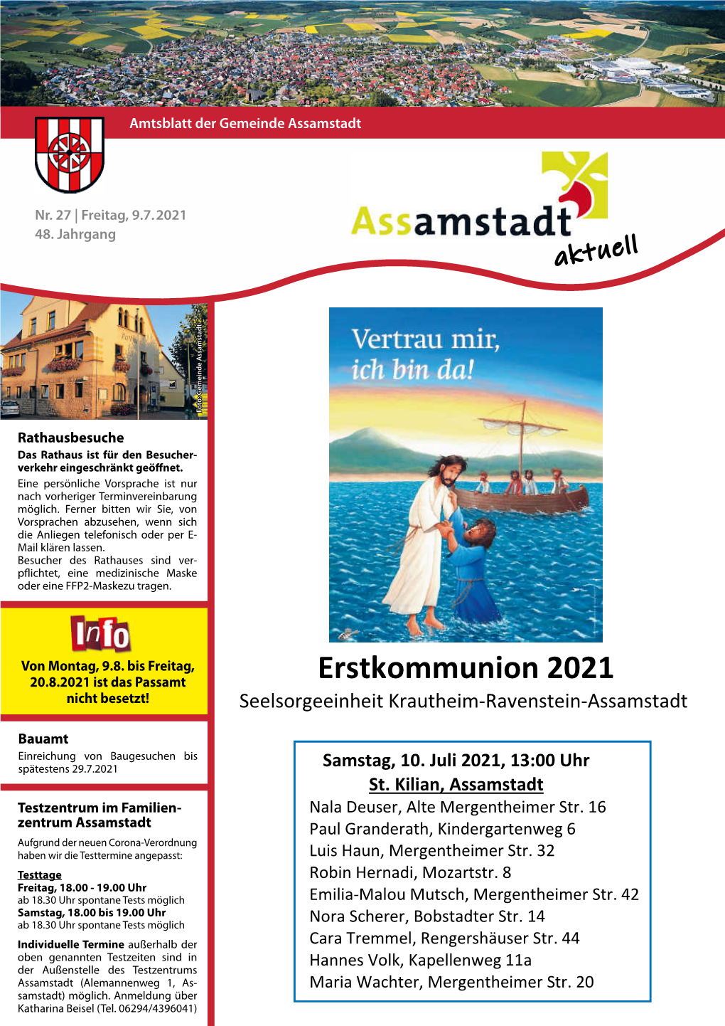 Erstkommunion 2021 Nicht Besetzt! Seelsorgeeinheit Krautheim-Ravenstein-Assamstadt