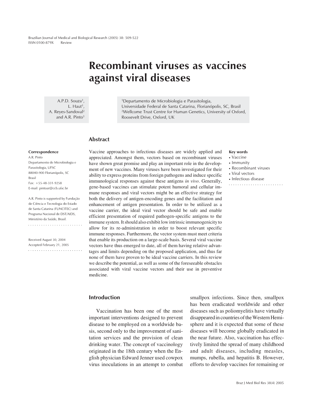 Recombinant Viruses As Vaccines Against Viral Diseases