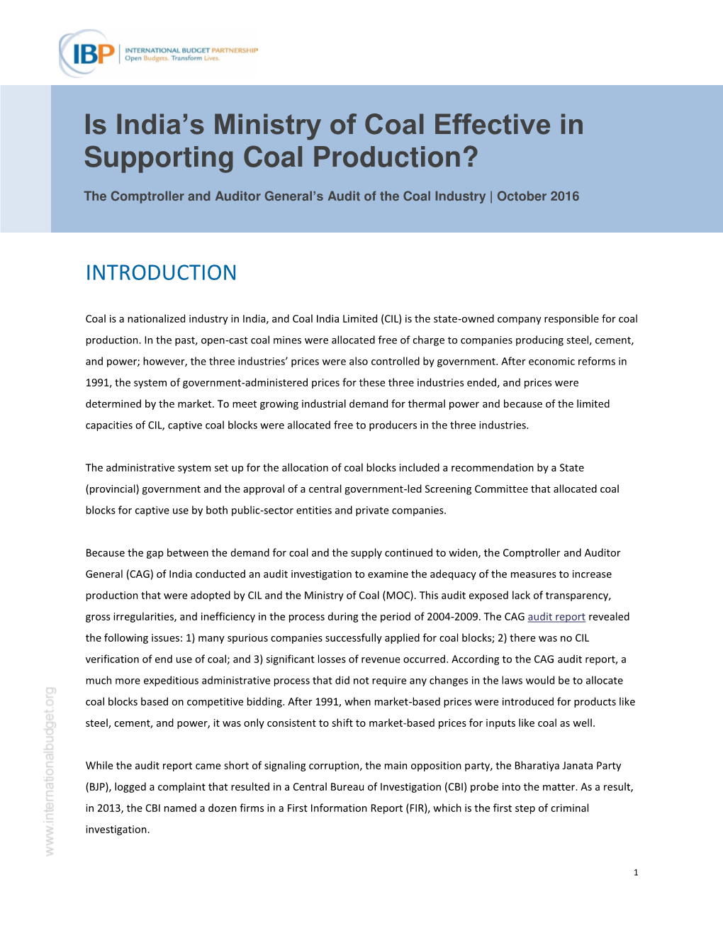 Is India's Ministry of Coal Effective in Supporting Coal Production?