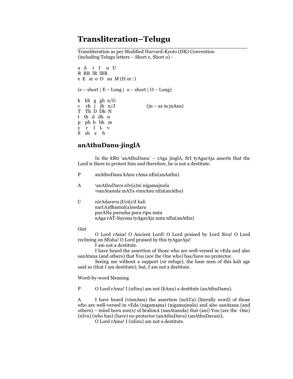 Transliteration–Telugu