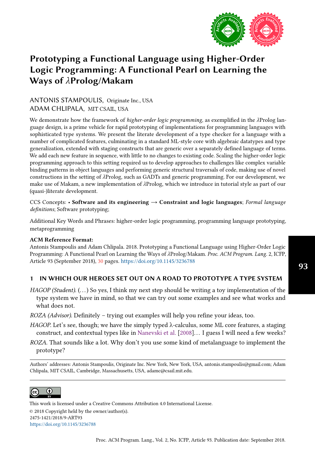 Prototyping a Functional Language Using Higher-Order Logic Programming: a Functional Pearl on Learning the Ways of Λprolog/Makam