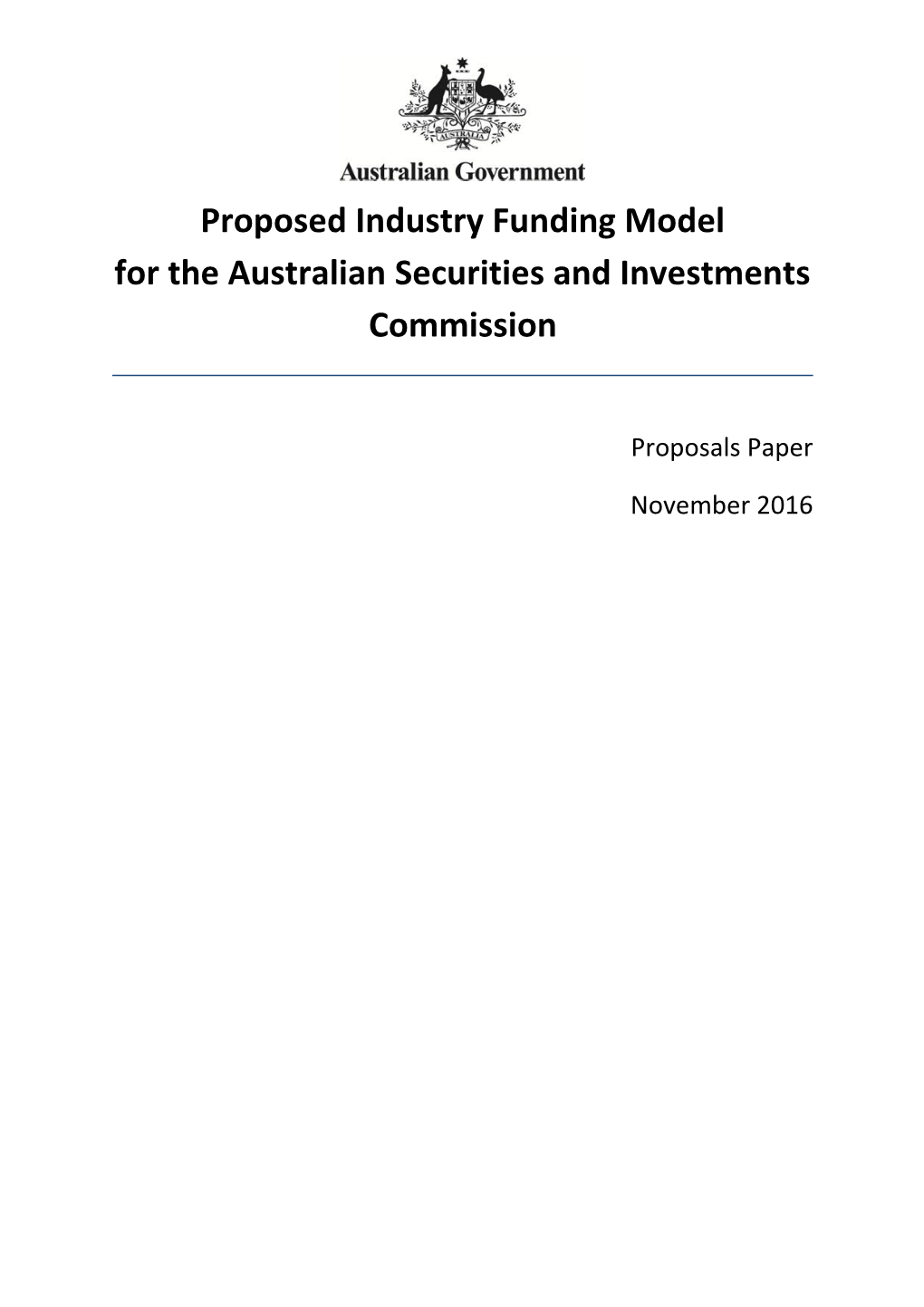 Proposed Industry Funding Model for the Australian Securities and Investments Commission