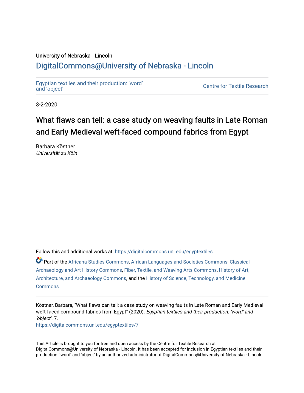 What Flaws Can Tell: a Case Study on Weaving Faults in Late Roman and Early Medieval Weft-Faced Compound Fabrics from Egypt