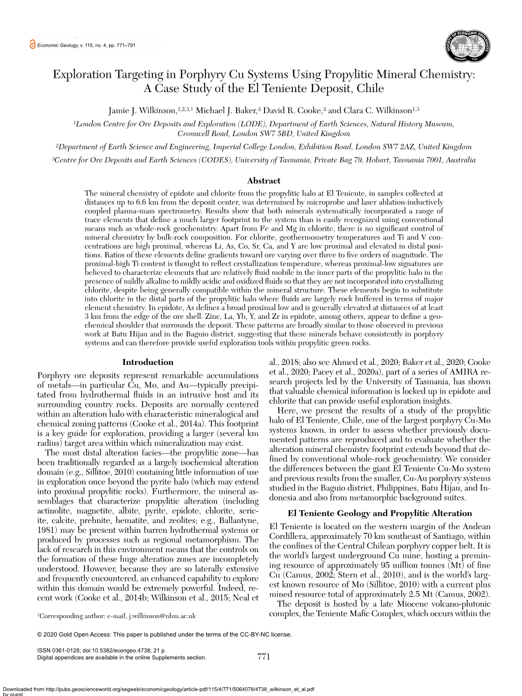 A Case Study of the El Teniente Deposit, Chile