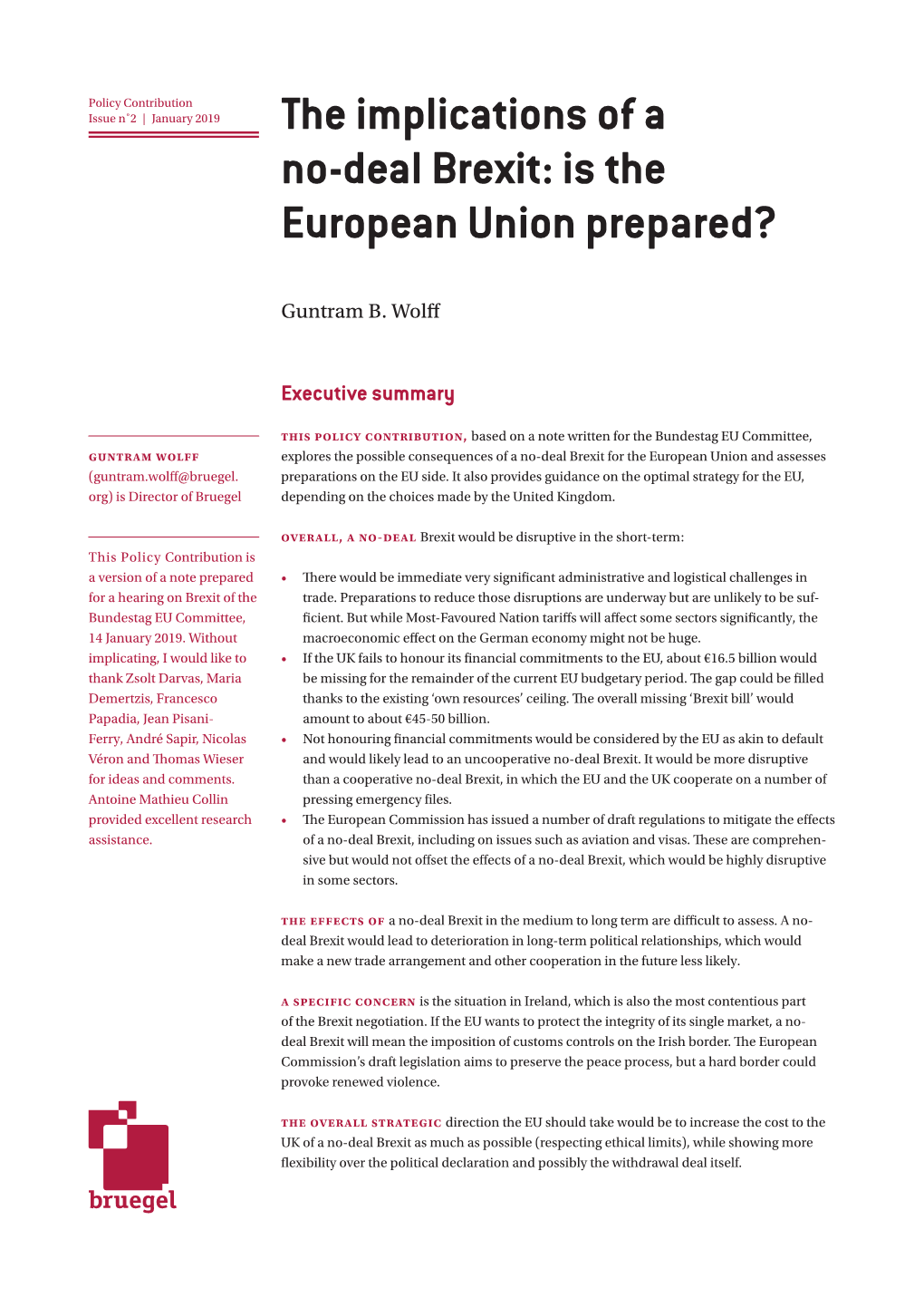 The Implications of a No-Deal Brexit: Is the European Union Prepared?