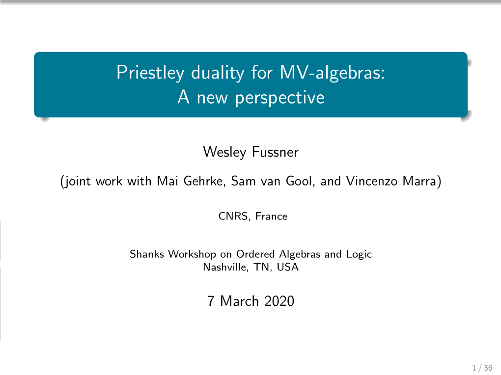 Priestley Duality for MV-Algebras: a New Perspective