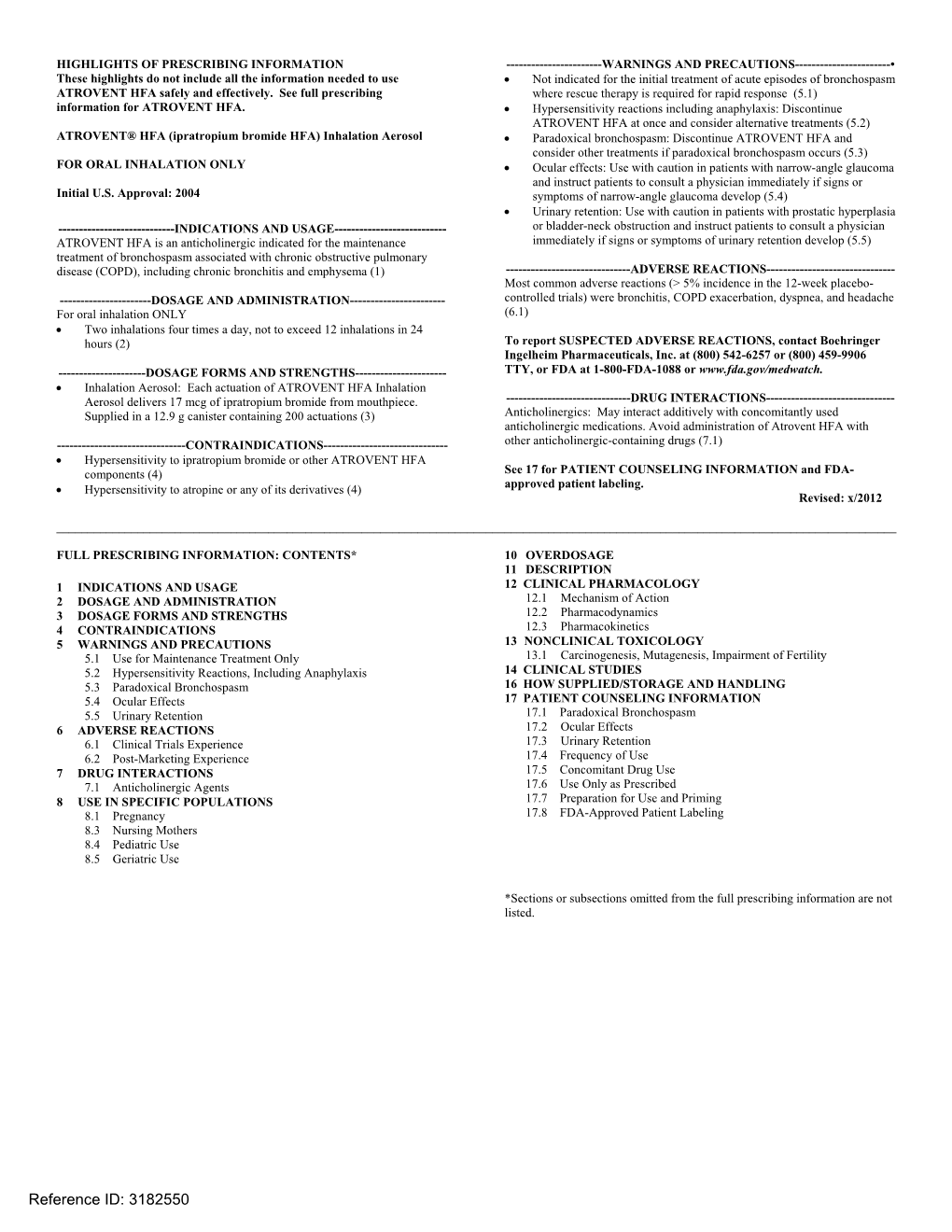 ATROVENT HFA Safely and Effectively