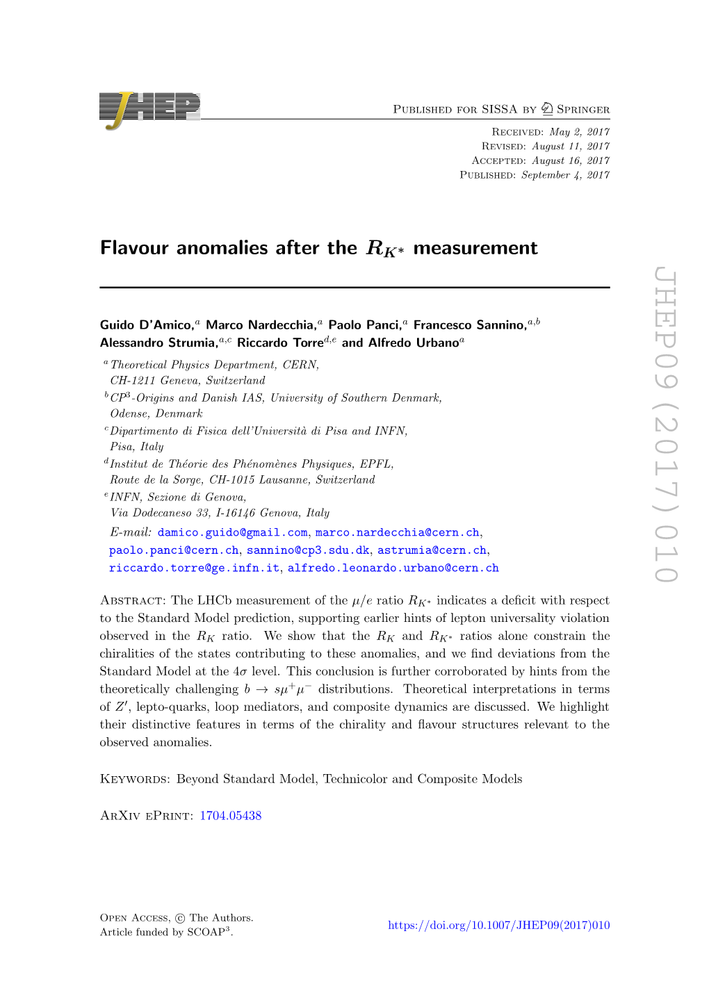 Arxiv: Flavour Anomalies After the $ R {K^*} $ Measurement