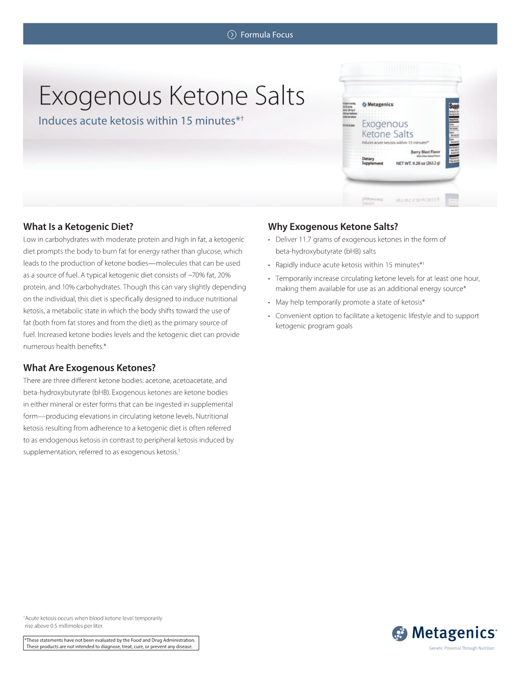 Exogenous Ketone Salts Induces Acute Ketosis Within 15 Minutes*†