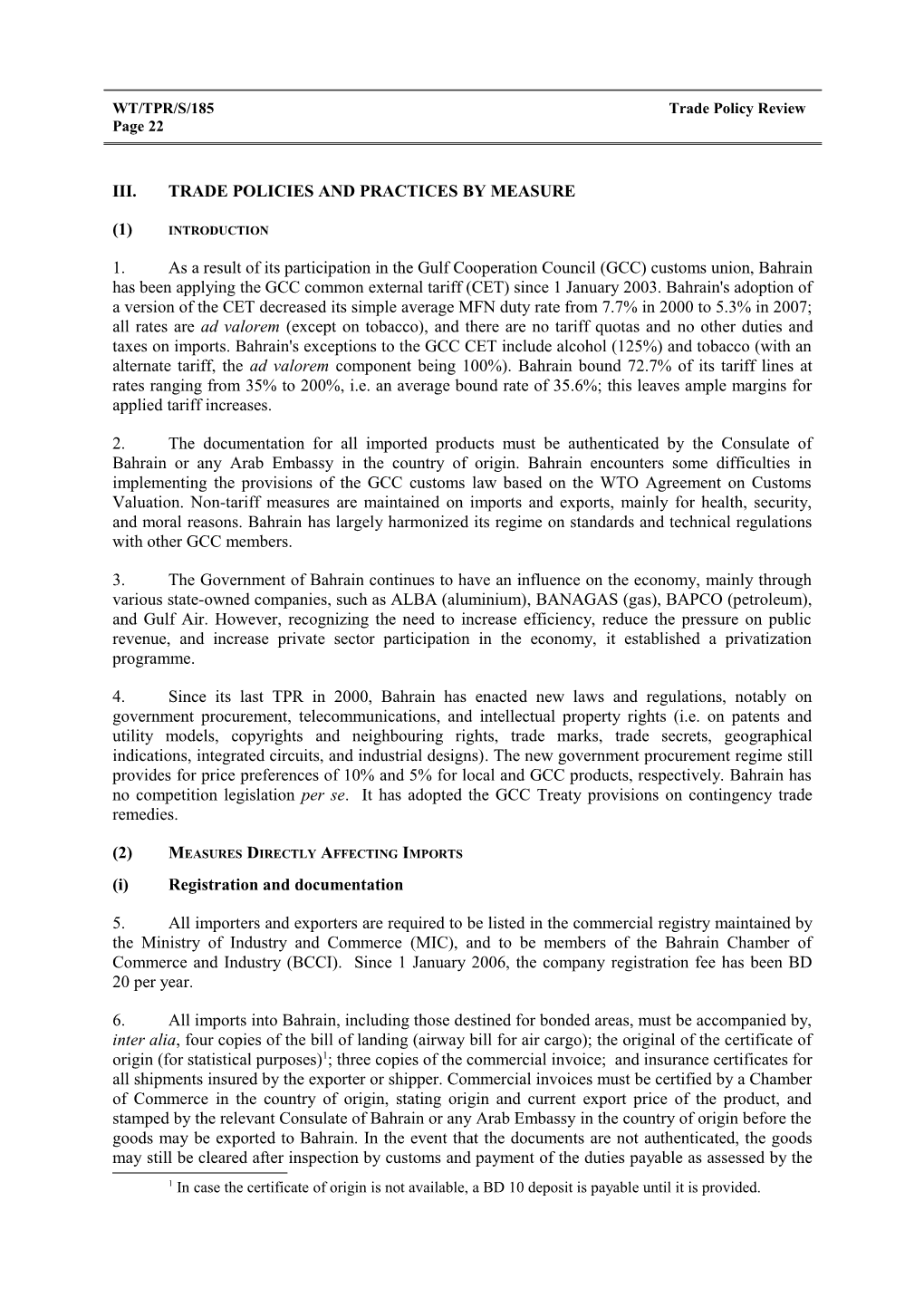 III. Trade Policies and Practices by Measure s3