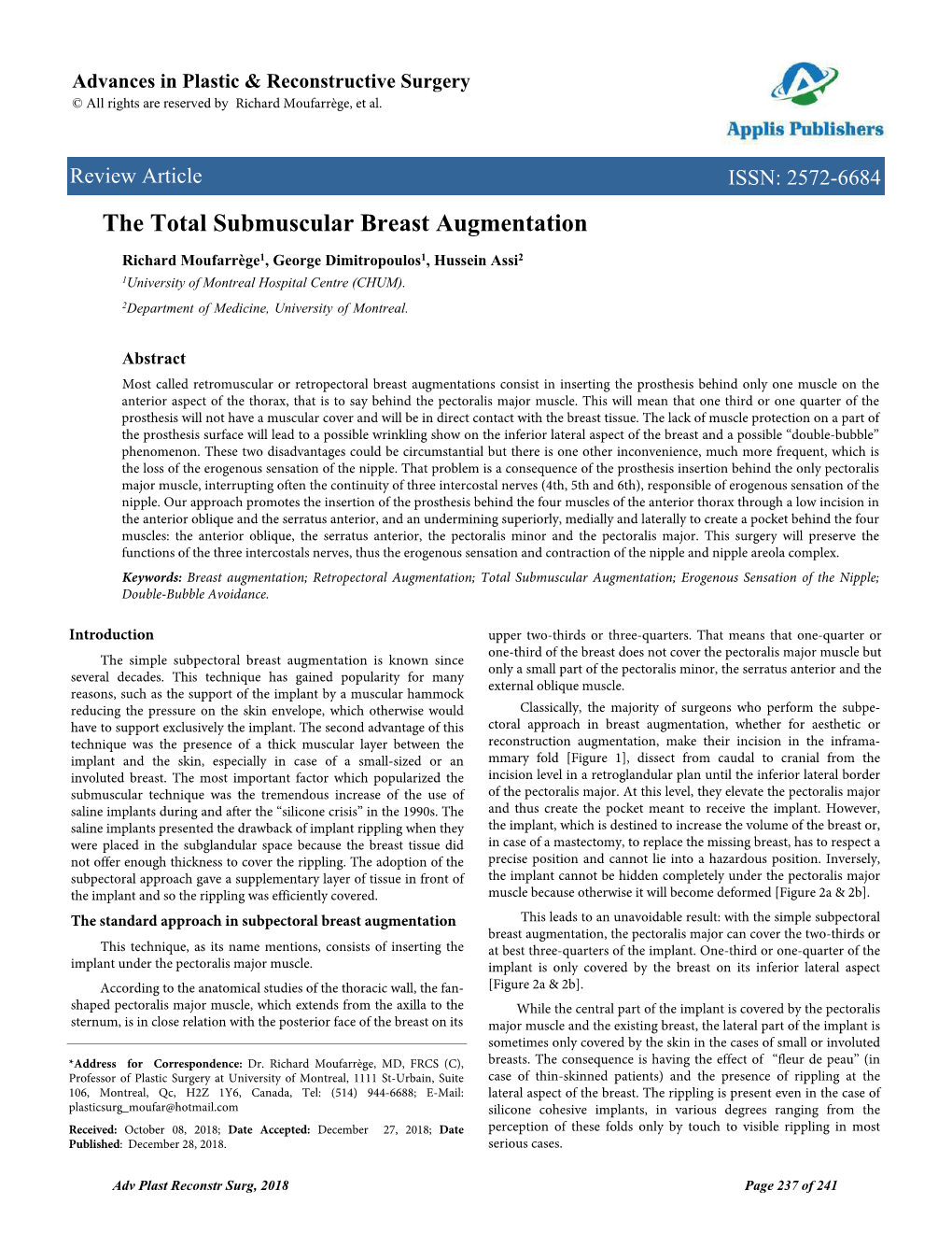 The Total Submuscular Breast Augmentation
