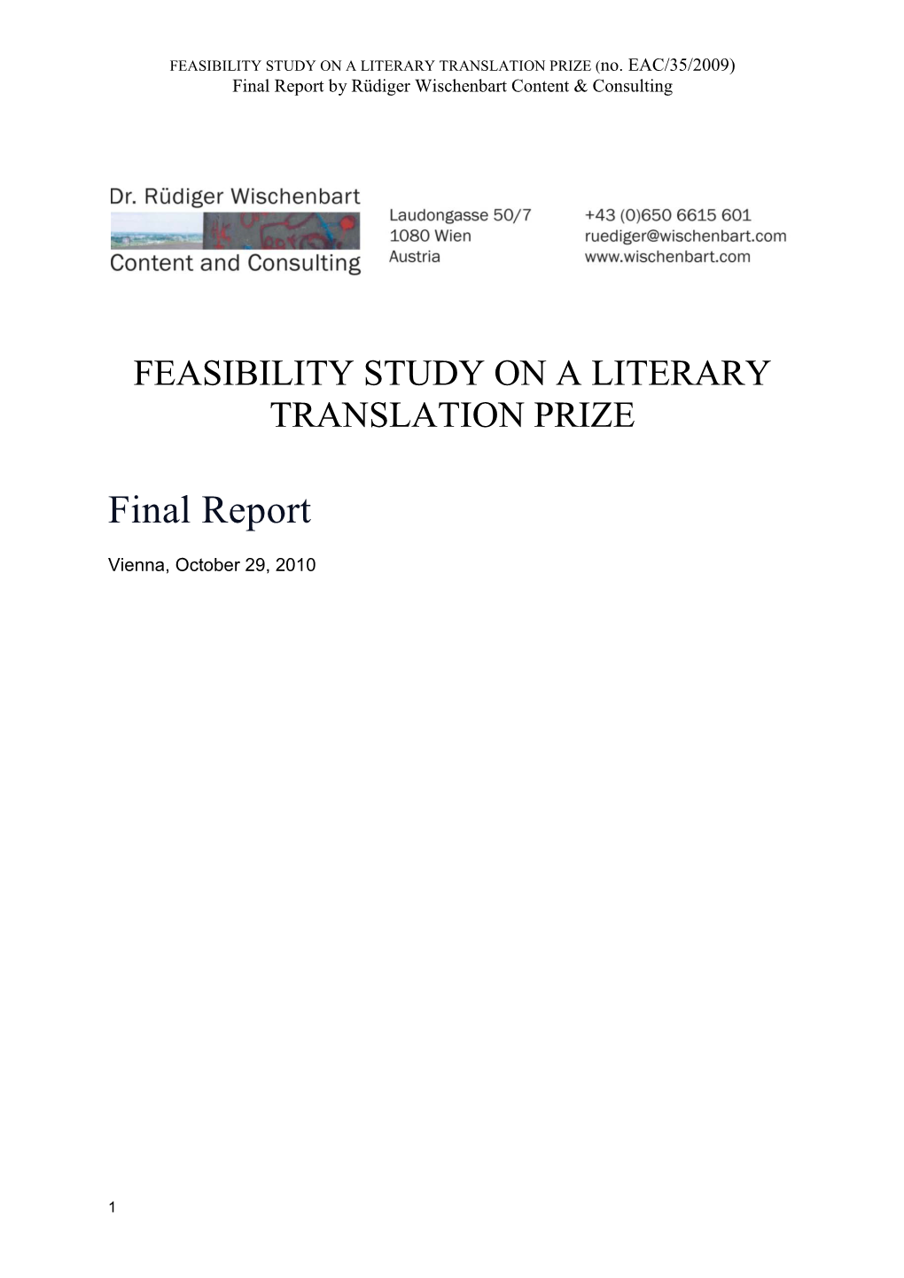 Feasibility Study for an EU Literary Translation Award.Pdf