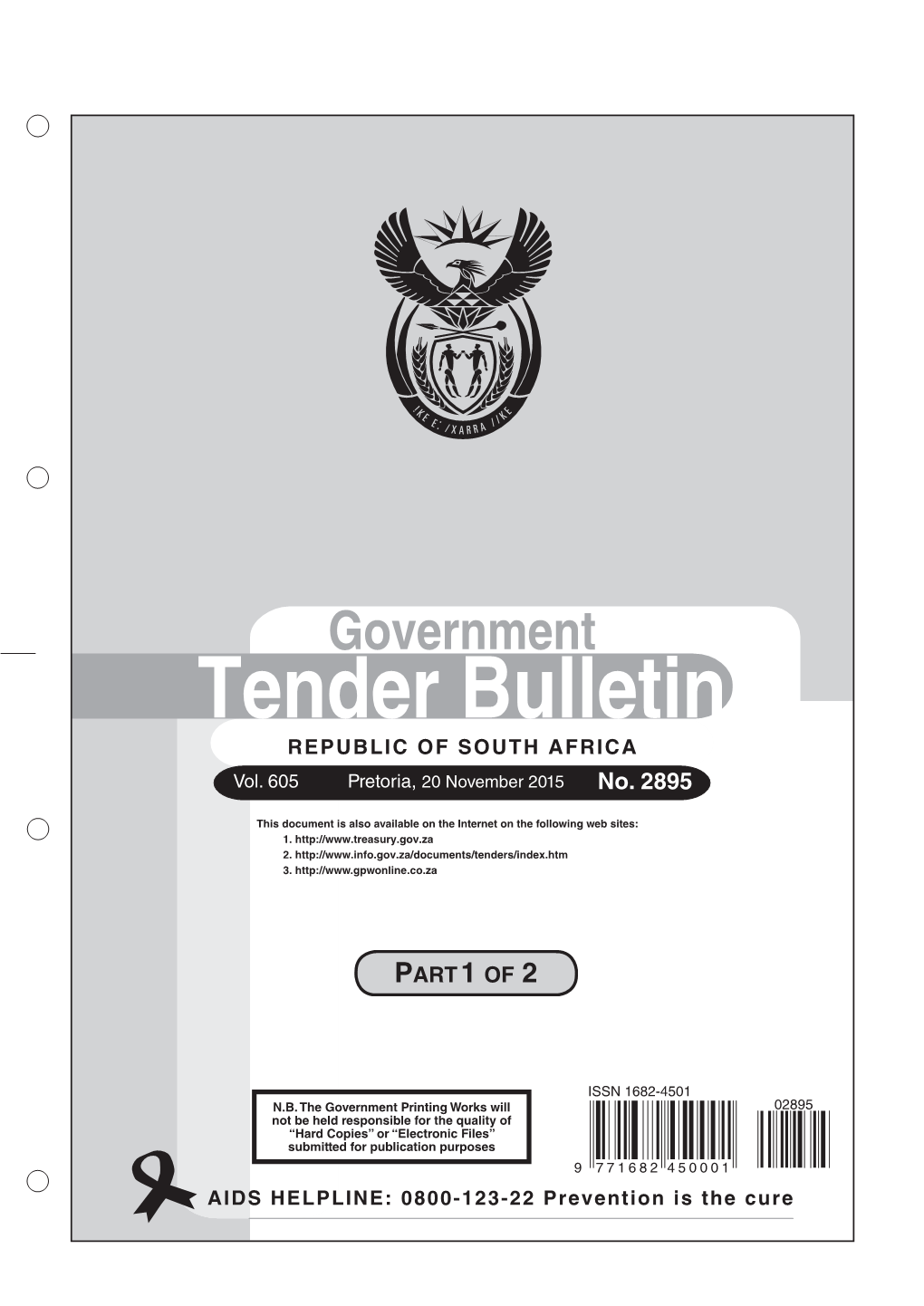 Tender Bulletin REPUBLIC of SOUTH AFRICA Vol