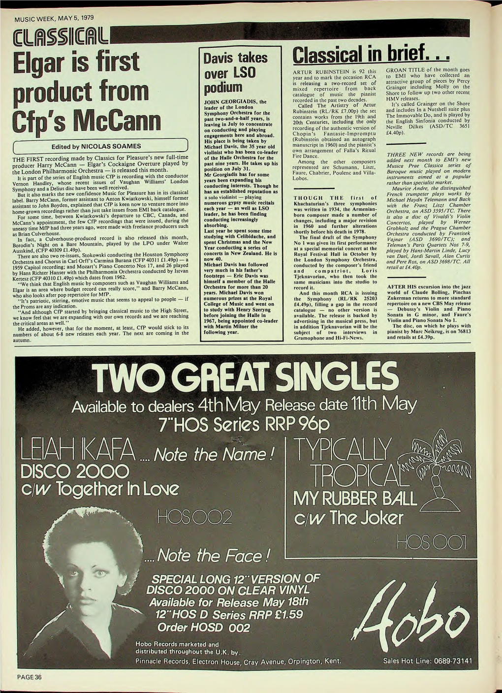 MUSIC WEEK, MAY 5, 1979 N Elgar Is First Product from Cfp's