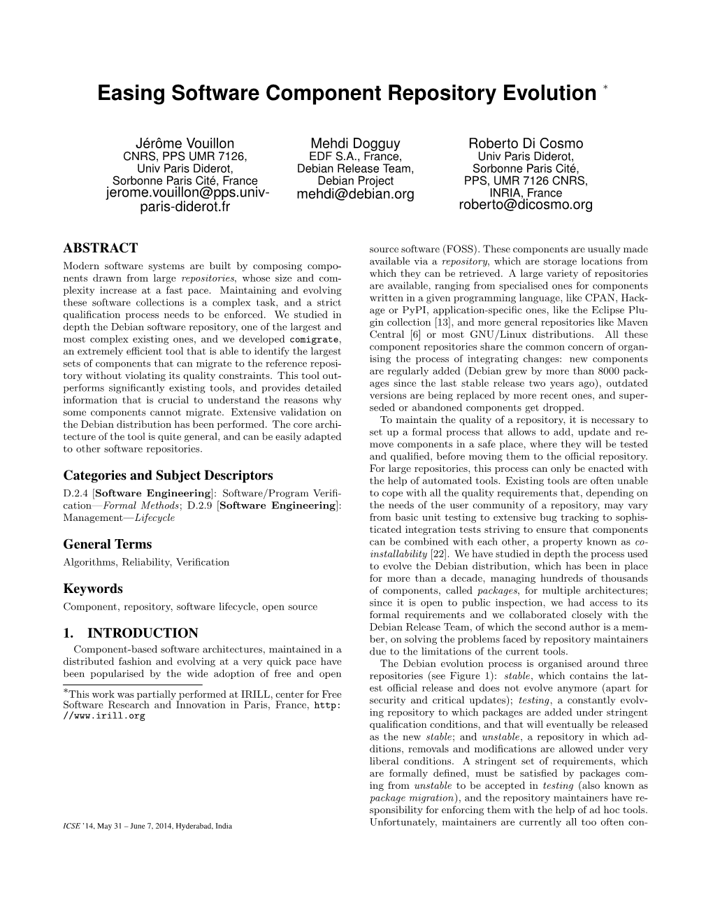 Easing Software Component Repository Evolution ∗