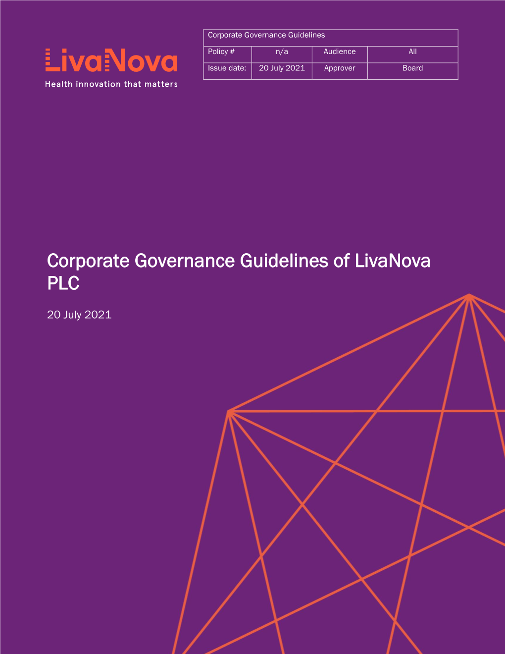 Corporate Governance Guidelines of Livanova PLC