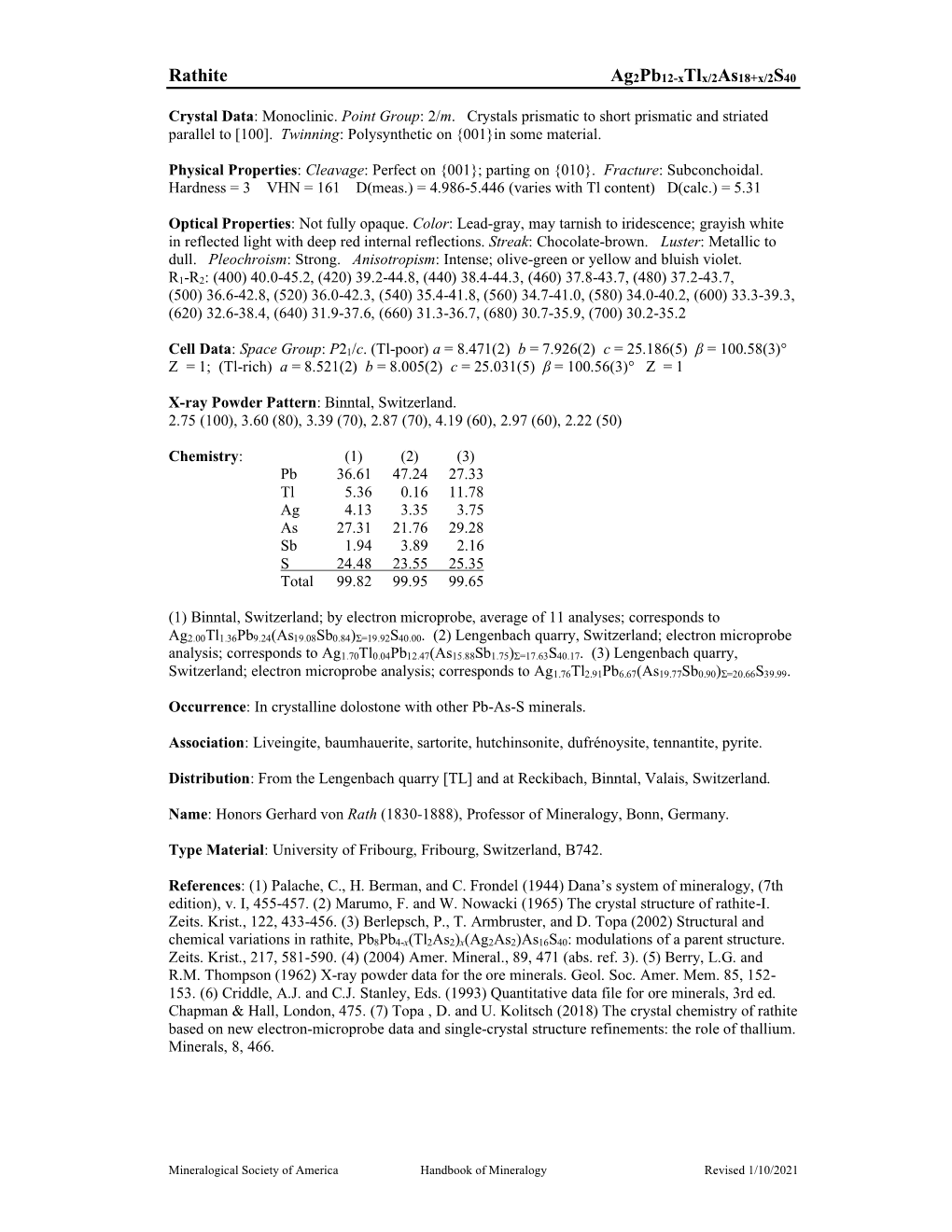 Rathite Ag2pb12-Xtlx/2As18+X/2S40