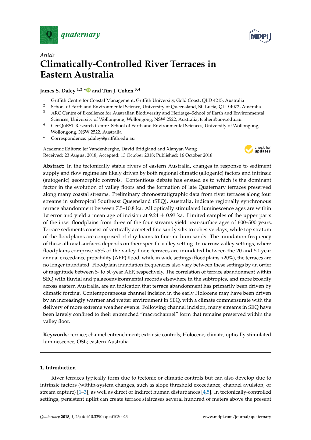 Climatically-Controlled River Terraces in Eastern Australia