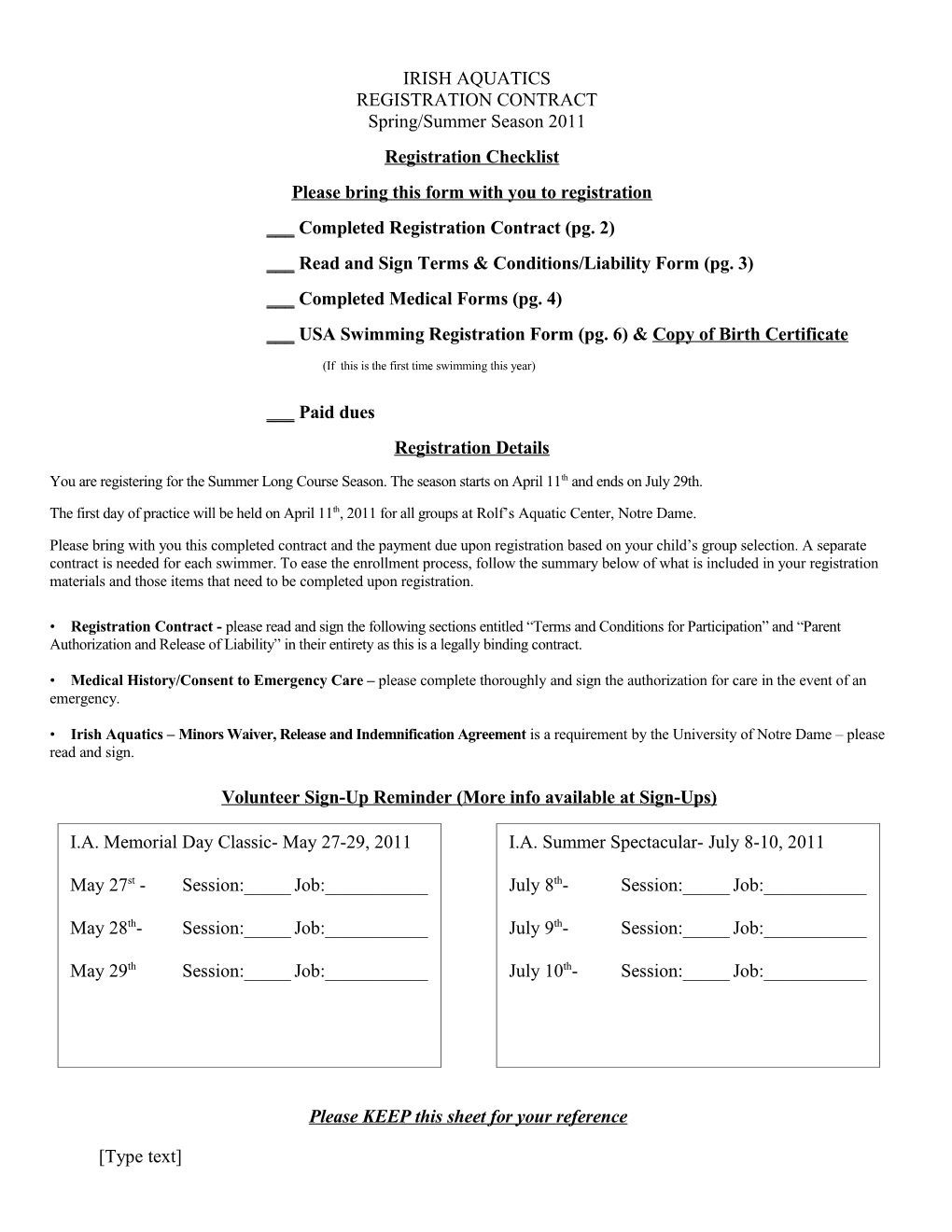 Please Bring This Form with You to Registration