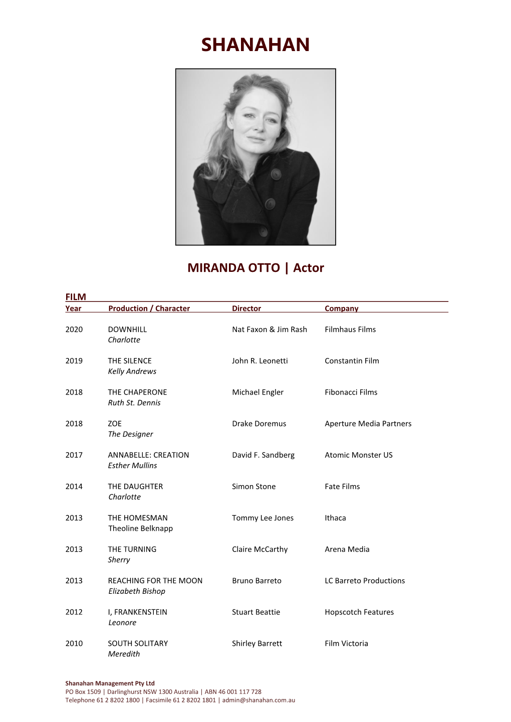 Miranda Otto CV