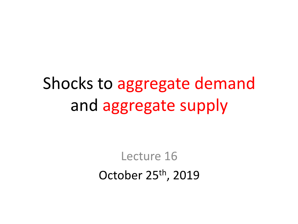 Shocks to Aggregate Demand/Aggregate Supply