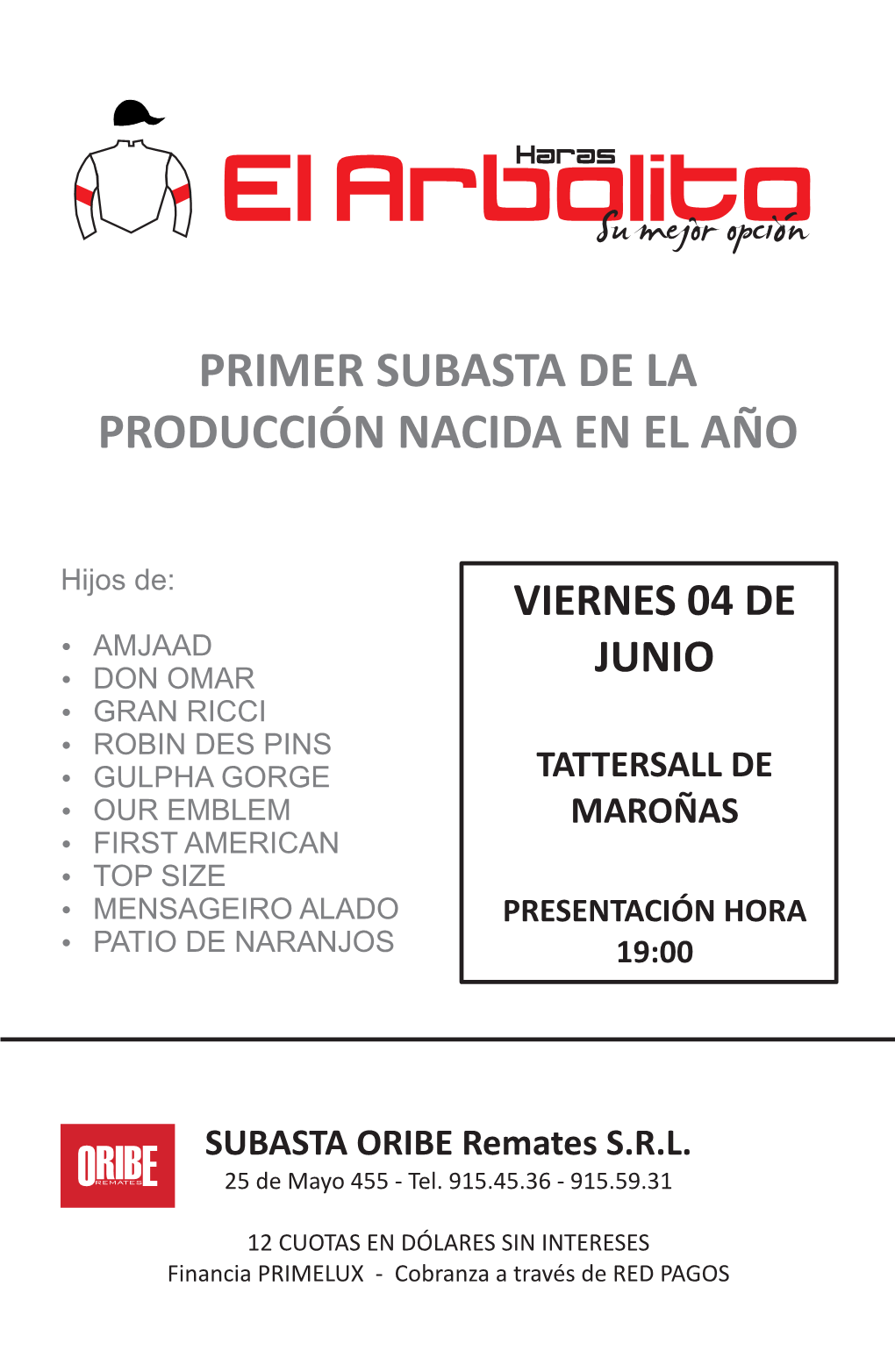 Primer Subasta De La Producción Nacida En El Año