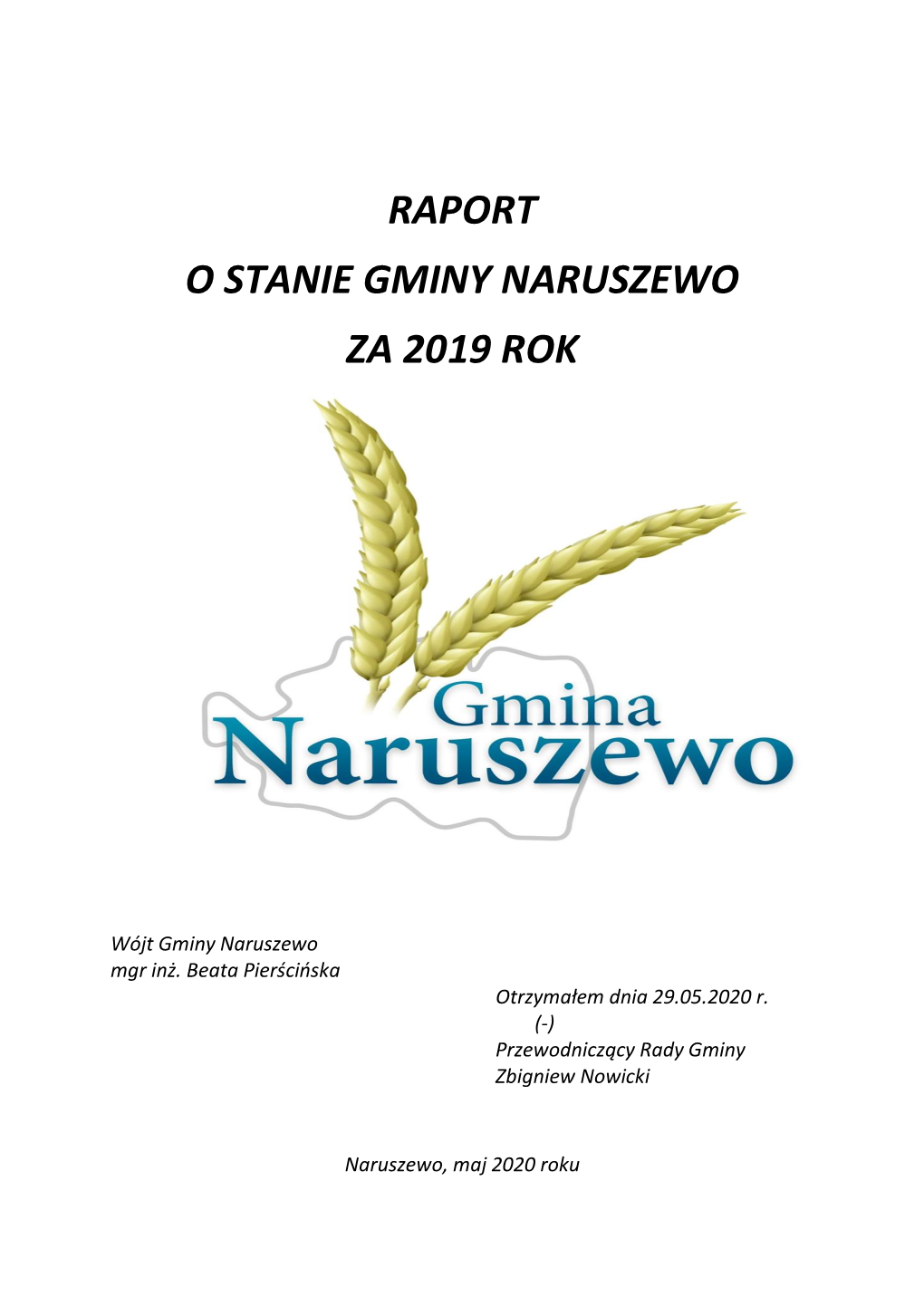Raport O Stanie Gminy Naruszewo Za 2019