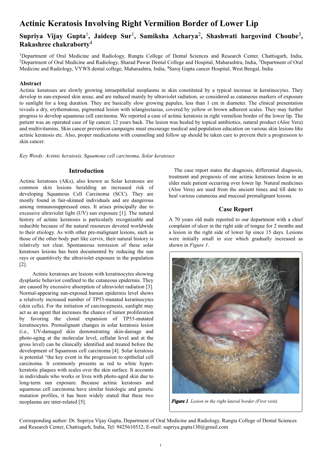 Actinic Keratosis Involving Right Vermilion Border of Lower