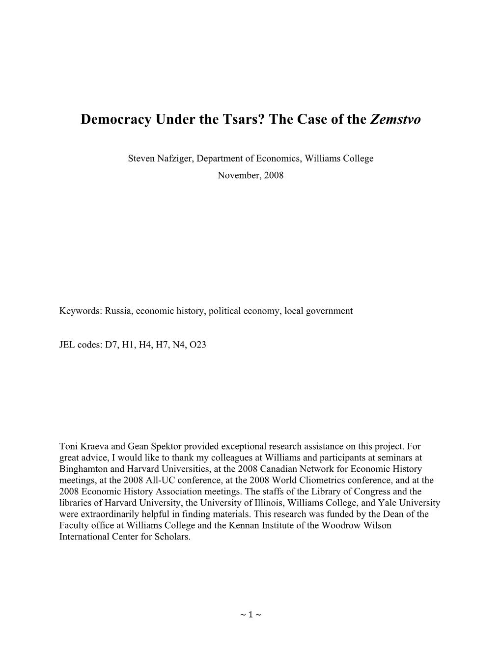 The Case of the Zemstvo