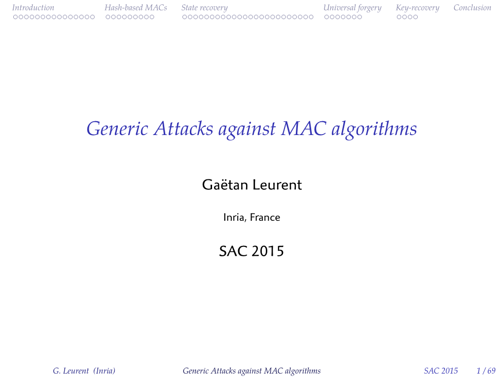 Generic Attacks Against MAC Algorithms