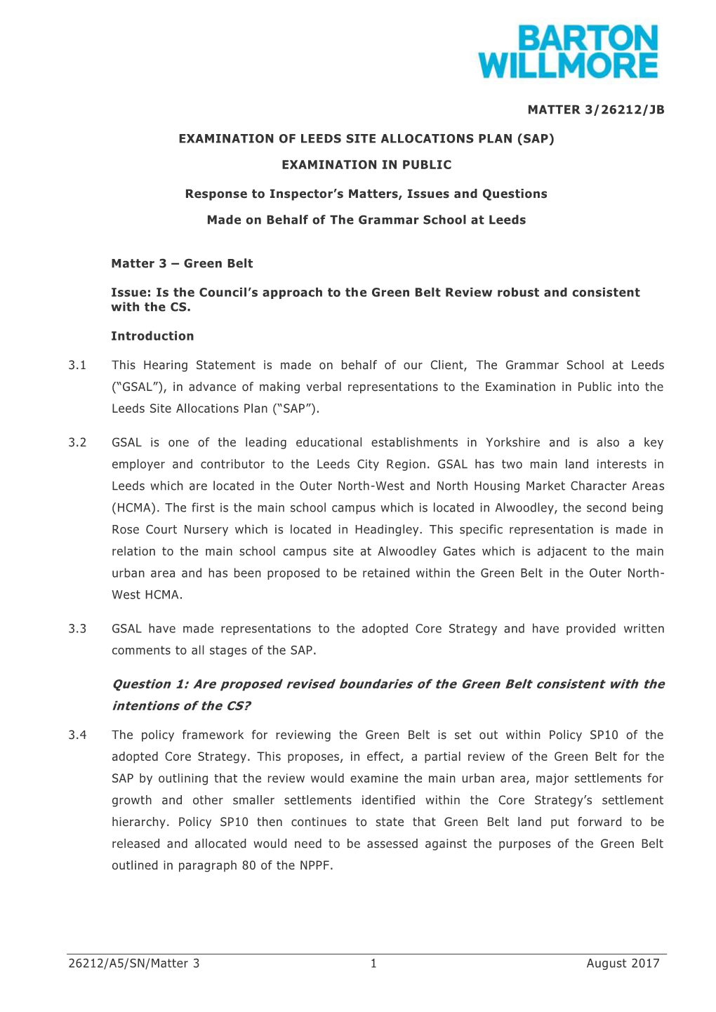 Are Proposed Revised Boundaries of the Green Belt Consistent with the Intentions of the CS?