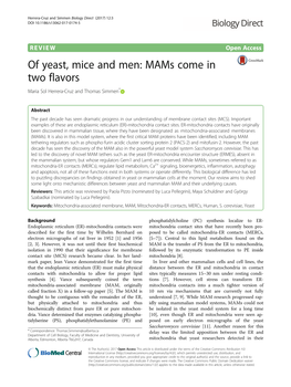 Of Yeast, Mice and Men: Mams Come in Two Flavors Maria Sol Herrera-Cruz and Thomas Simmen*