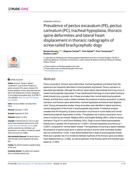 Prevalence of Pectus Excavatum (PE), Pectus Carinatum (PC), Tracheal