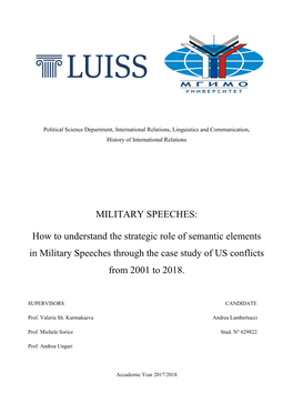 MILITARY SPEECHES: How to Understand the Strategic Role Of