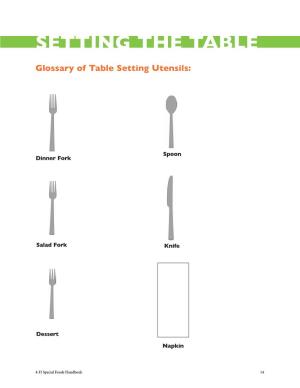 SETTING the TABLE Glossary of Table Setting Utensils
