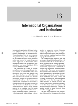 International Organizations and Institutions