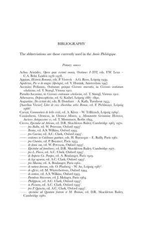 BIBLIOGRAPHY the Abbreviations Are Those Currently Used in The