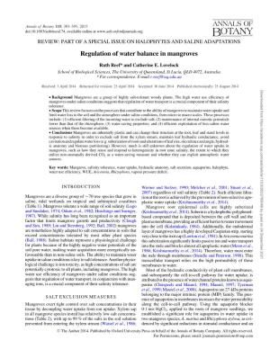 Regulation of Water Balance in Mangroves