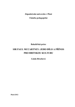 Sir Paul Mccartney: Jeho Dílo a Přínos Pro Britskou Kulturu