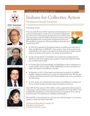 Indians for Collective Action Development Through Innovation 2017 Honorees
