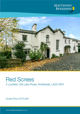 Red Screes 4 Lowfield, Old Lake Road, Ambleside, LA22 0DH
