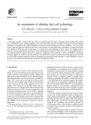 An Assessment of Alkaline Fuel Cell Technology