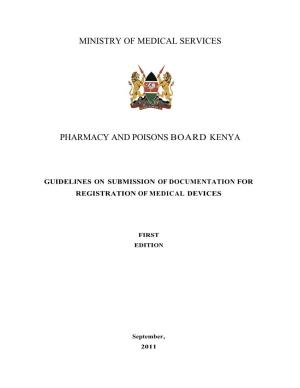 Ministry of Medical Services Pharmacy and Poisons Board Kenya
