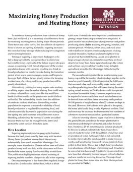 Maximizing Honey Production and Heating Honey