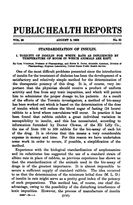 PUBLIC HEALTH REPORTS VOL AUGUST 3, 1923 No
