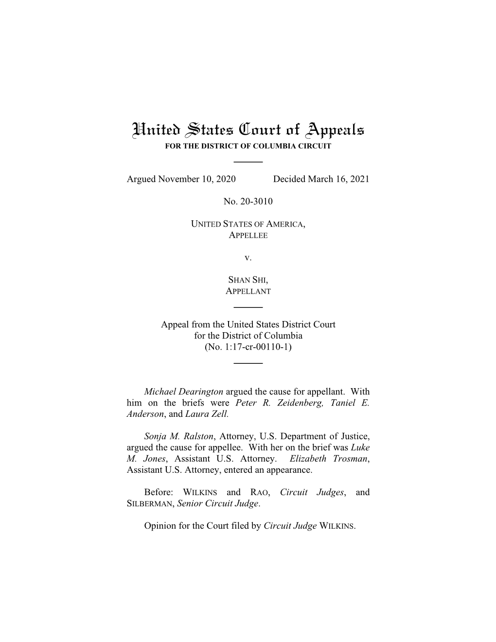 United States Court of Appeals for the DISTRICT of COLUMBIA CIRCUIT