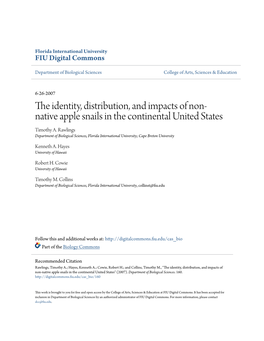 The Identity, Distribution, and Impacts of Non-Native Apple Snails in the Continental United States" (2007)